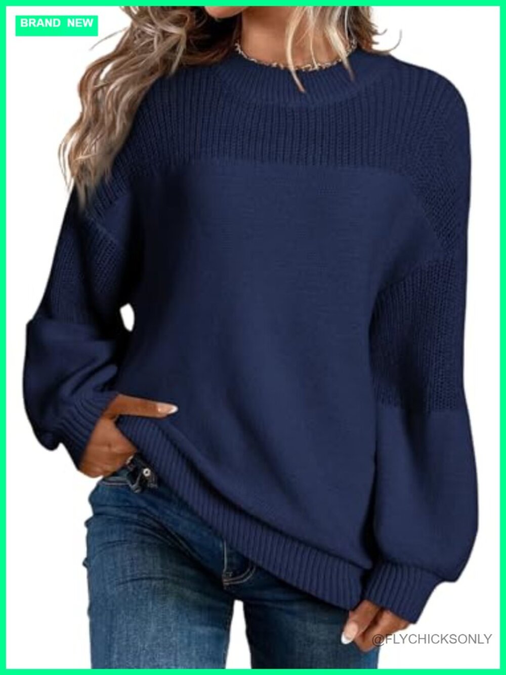Women's Oversized Long Sleeve Crewneck Pullover Sweater Loose Fit Knit Top